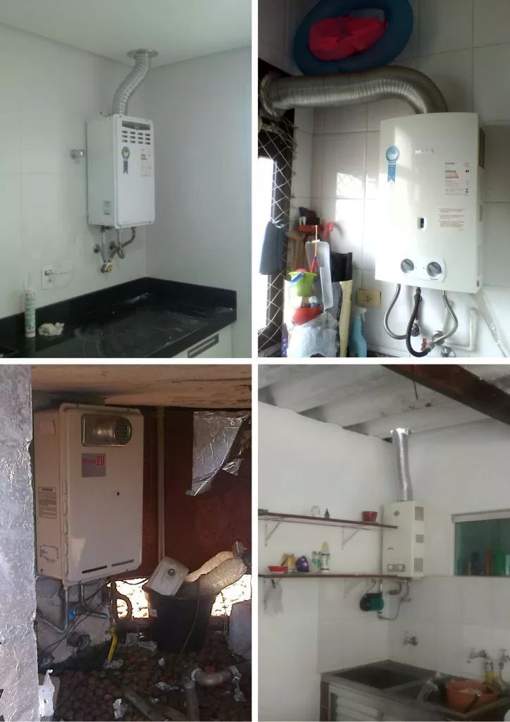 Instalação do aquecedor a gás